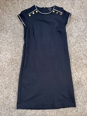 Ann Taylor Factory Black Mini Shift Dress with Gold Buttons